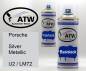 Preview: Porsche, Silver Metallic, U2 / LM72: 400ml Sprühdose + 400ml Klarlack - Set, von ATW Autoteile West.